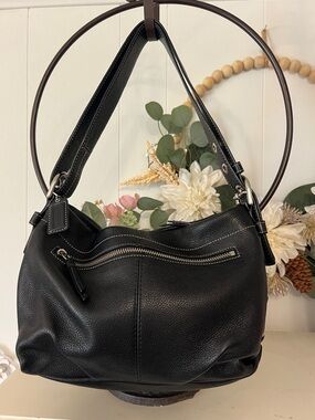 Coach F15065 East West Black Leather Shoulder Bag